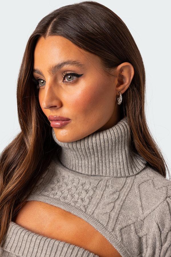 Edikted Twist Hoop Stud Earrings Silver