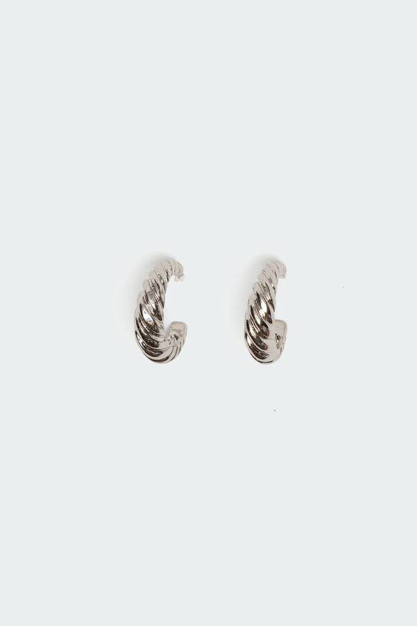edikted Twist Hoop Stud Earrings silver