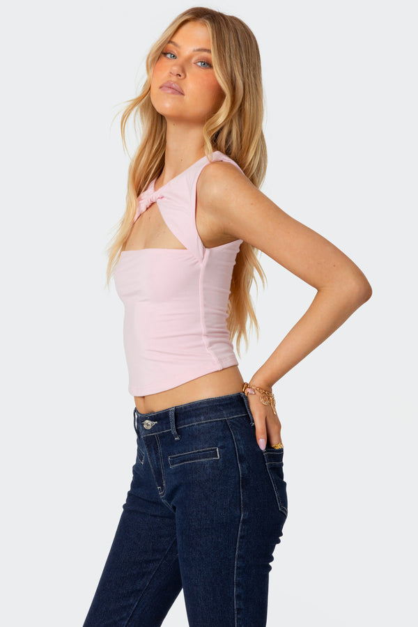 Edikted Twisted Cut Out Tank Top Light Pink