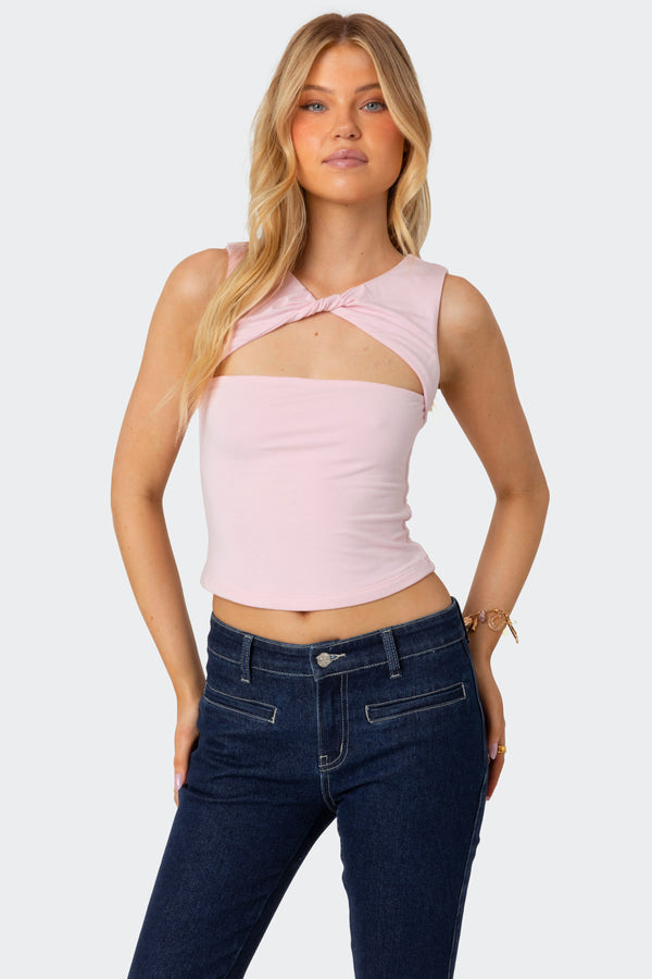 edikted Twisted Cut Out Tank Top light pink