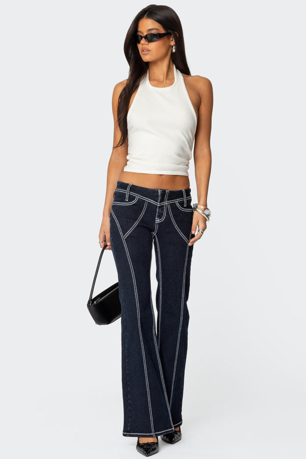 Edikted Twister Backless Knit Halter Top Cream