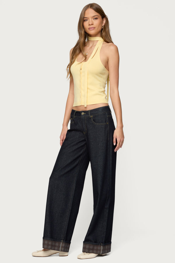 Edikted Two Piece Knit Halter Top Yellow