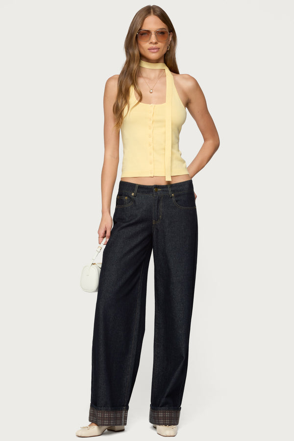 Edikted Two Piece Knit Halter Top Yellow