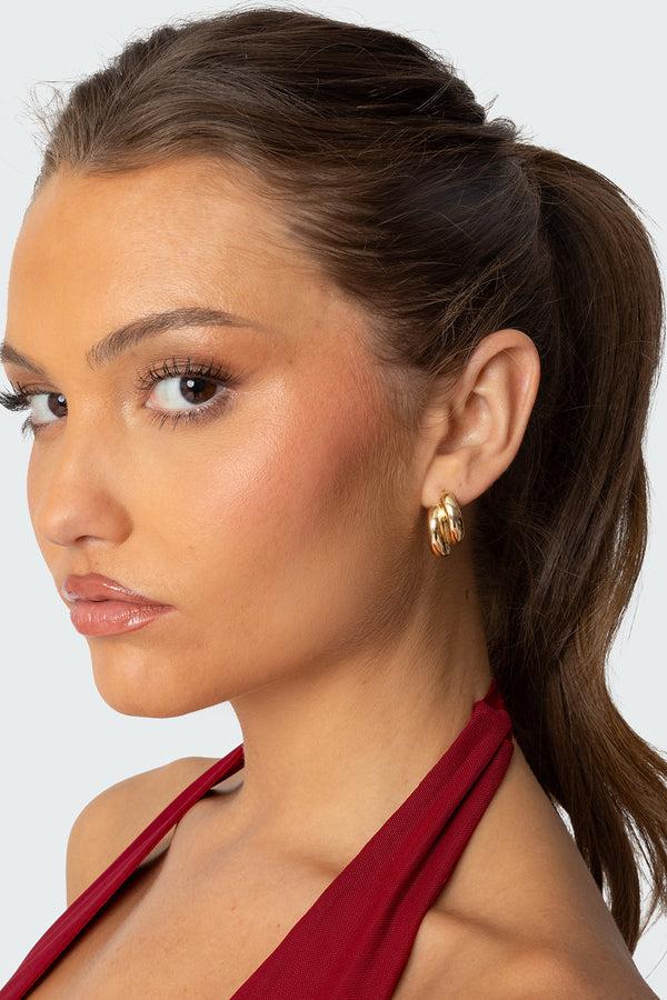 edikted Two Time Chunky Stud Earrings gold