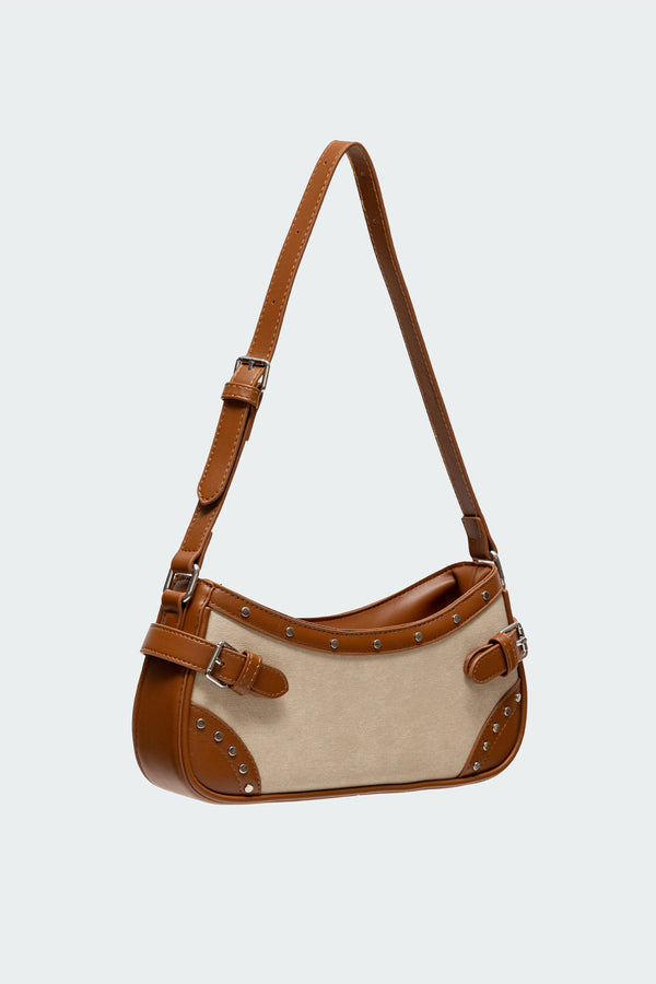Edikted Two-Toned Faux Leather Shoulder Bag Brown