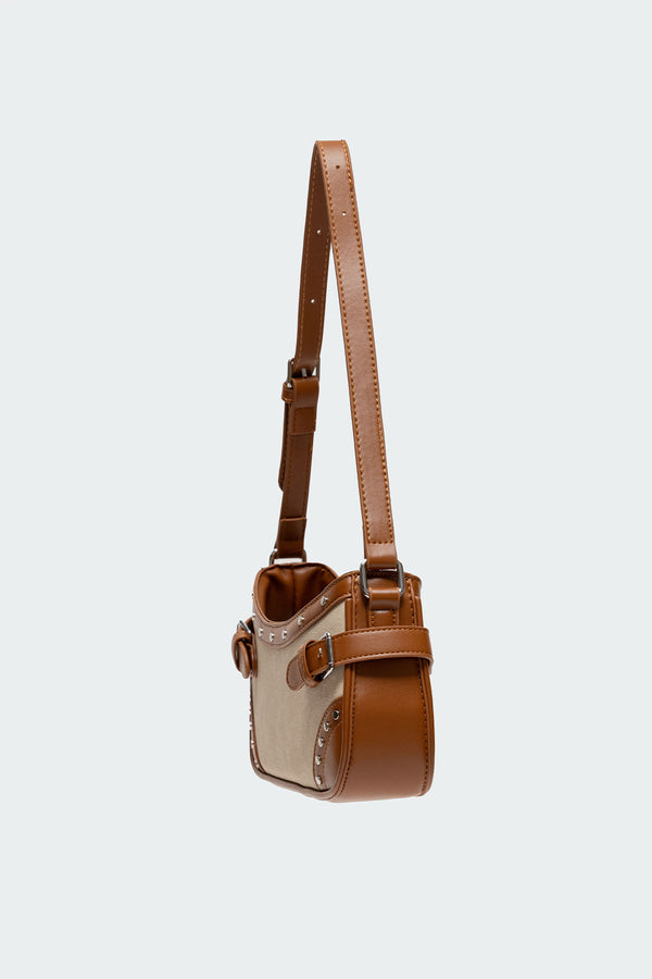 Edikted Two-Toned Faux Leather Shoulder Bag Brown