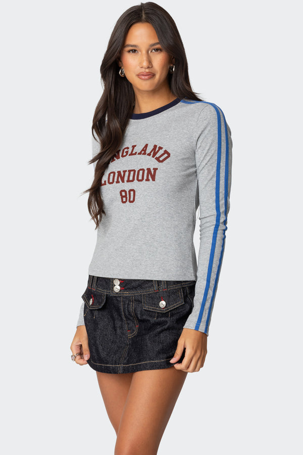 Edikted UK Contrast Stripe T Shirt Gray Melange