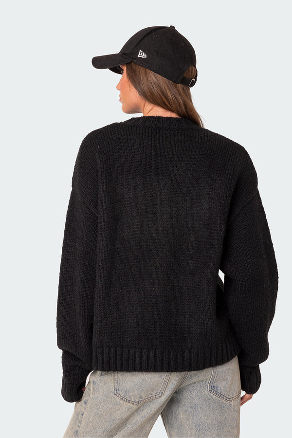 Edikted Usa Oversized Chunky Knit Sweater Black