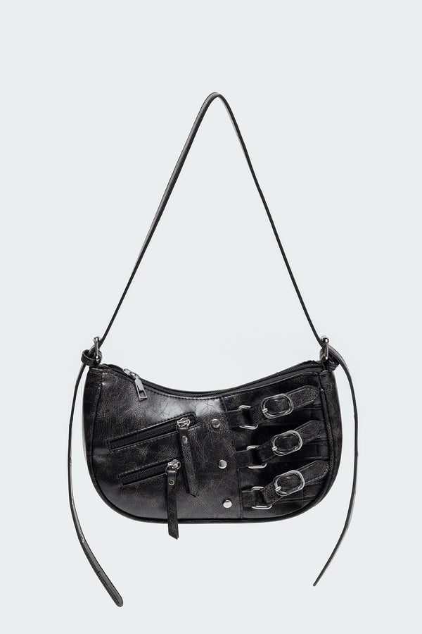 Edikted Utility Buckle Shoulder Bag Black