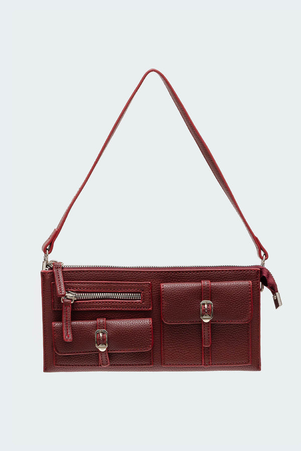 Edikted Utility Faux Leather Bag Maroon