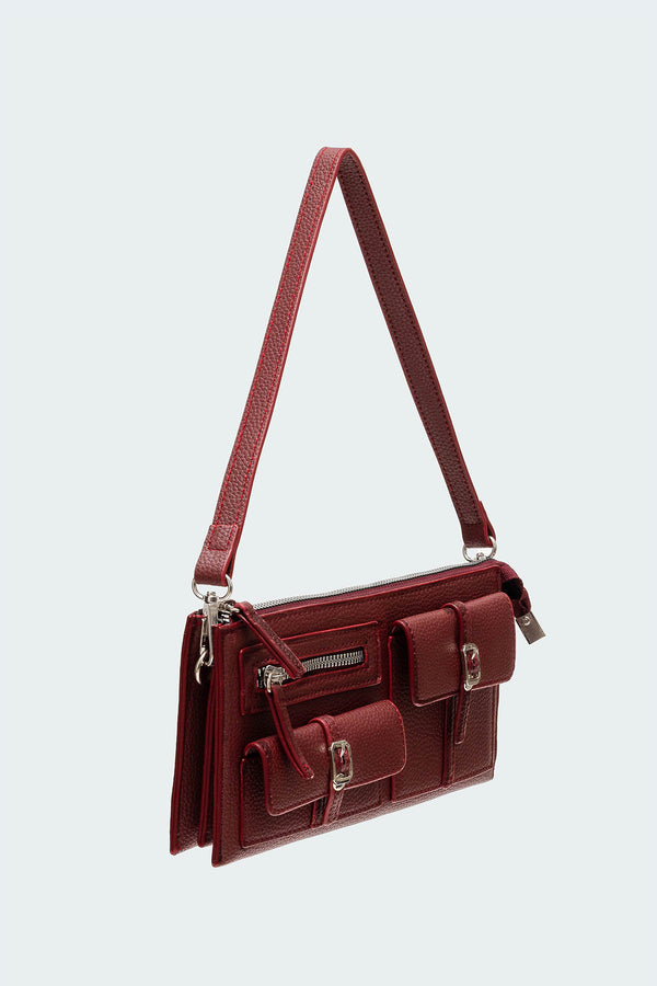 Edikted Utility Faux Leather Bag Maroon