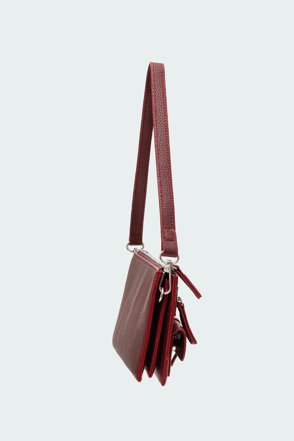Edikted Utility Faux Leather Bag Maroon