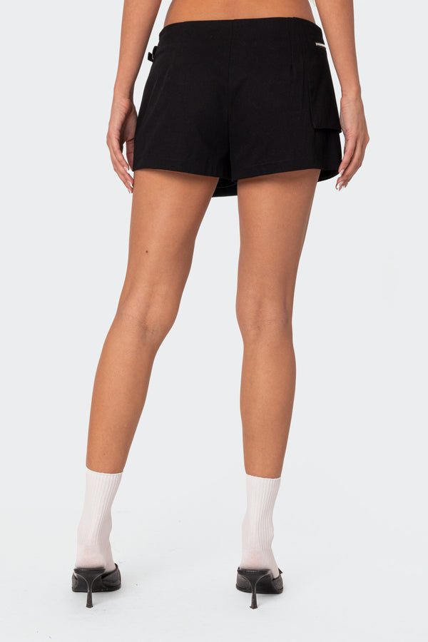 Edikted Utility Micro Wrap Skort Black