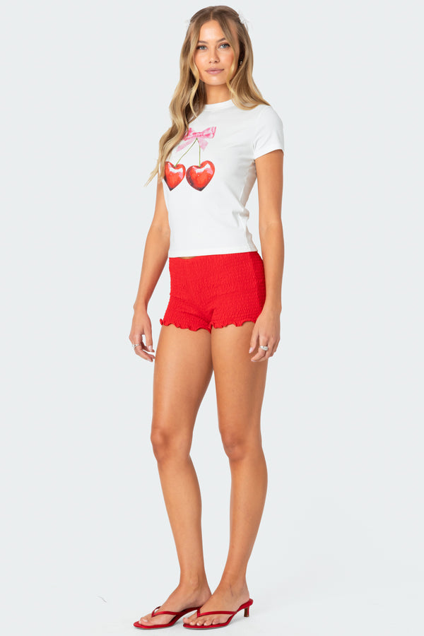 Edikted Valentina Scrunch Shorts Red