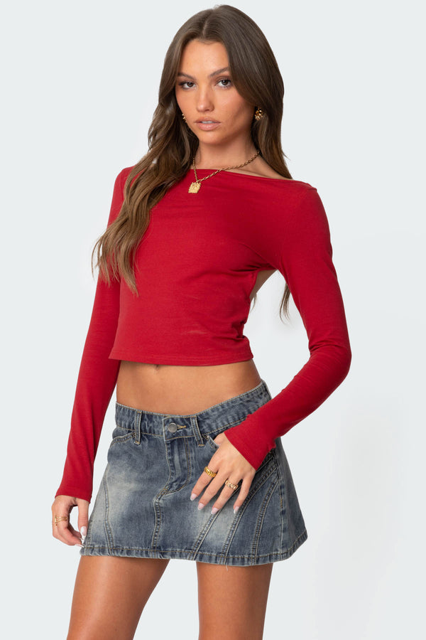 Edikted Valentine Open Back Top Red