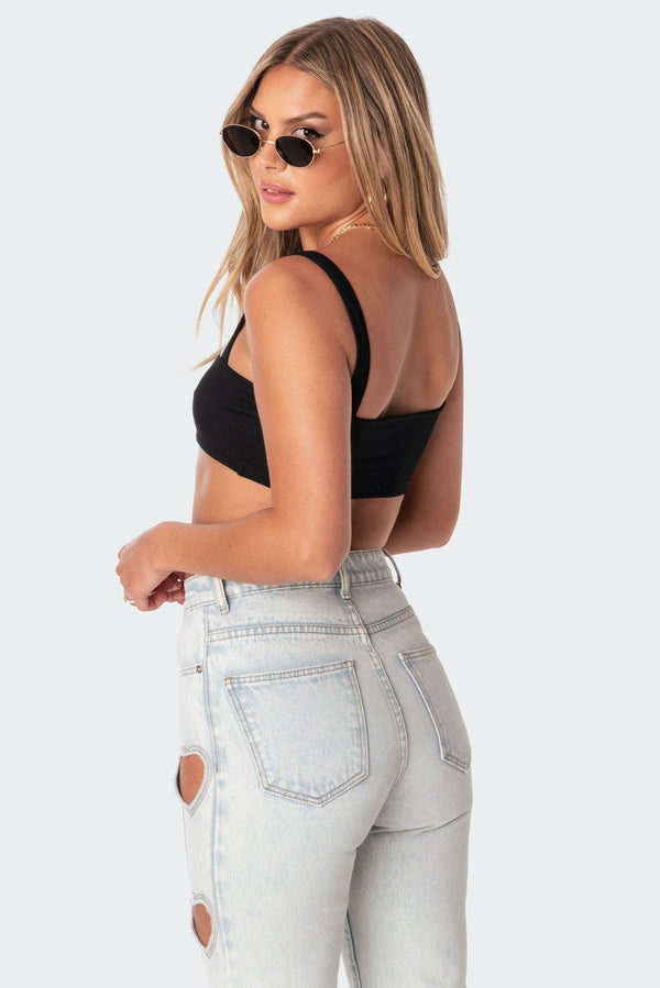 Edikted Valeria V Crop Top Black