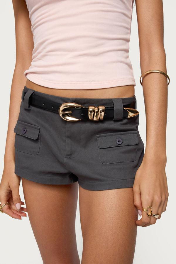 edikted Venus Faux Leather Belt black