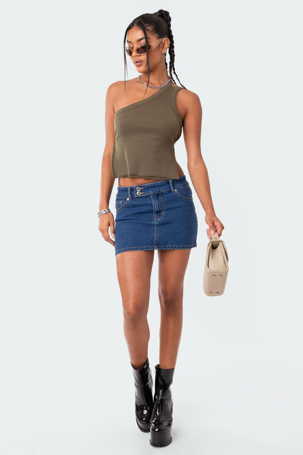 Edikted Verdi Open-Back One Shoulder Top Olive