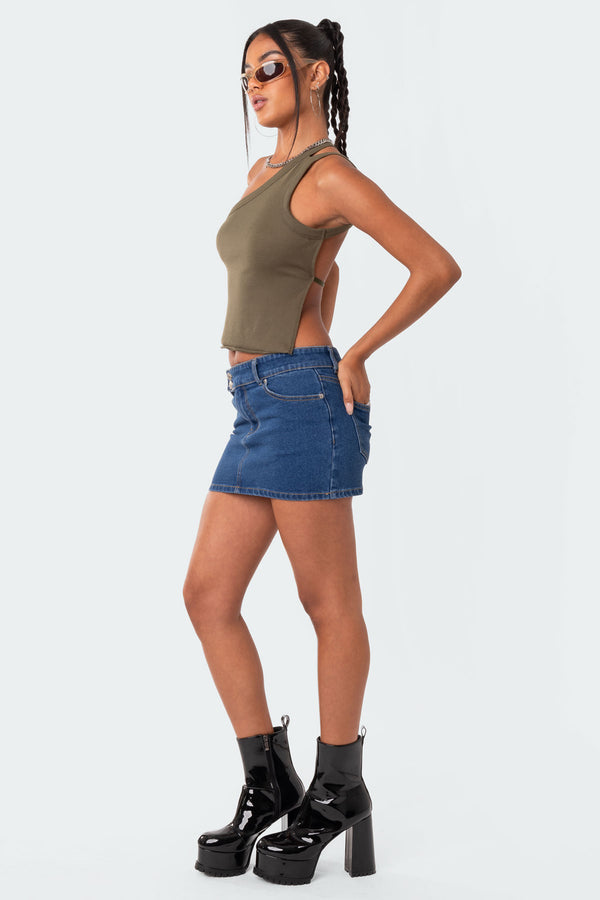 Edikted Verdi Open-Back One Shoulder Top Olive