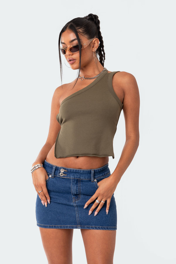 Edikted Verdi Open-Back One Shoulder Top Olive