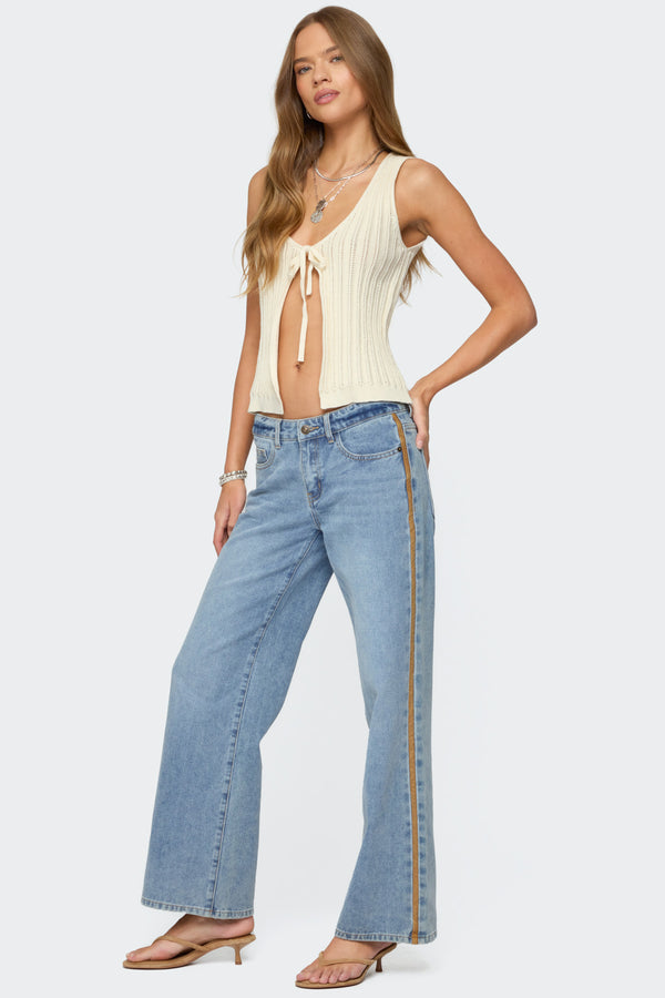 Edikted Verona Split Front Knit Top Cream