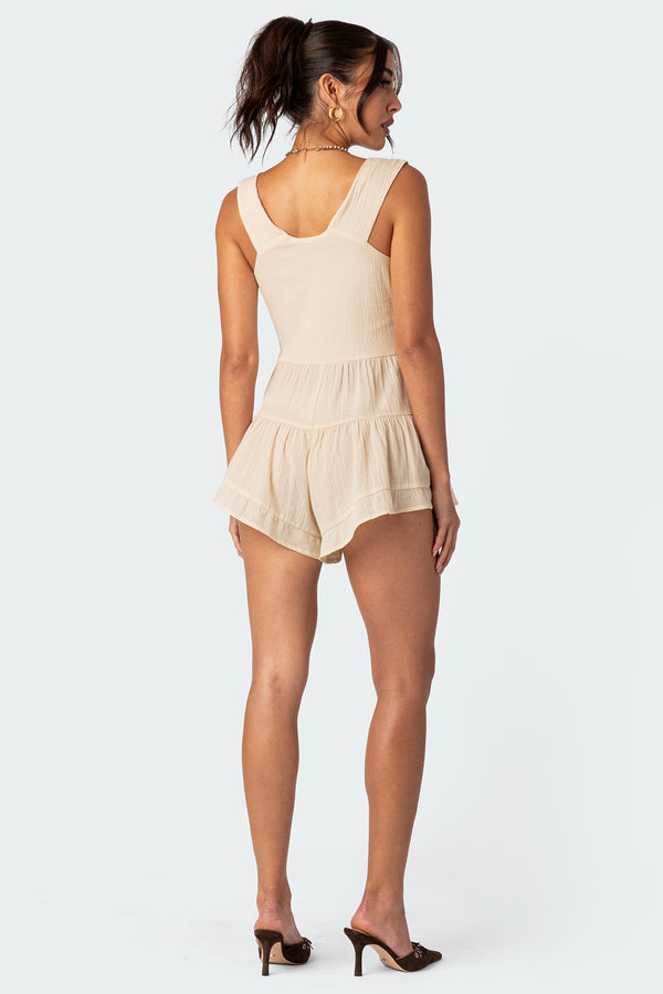 Edikted Veronica Textured Romper Beige