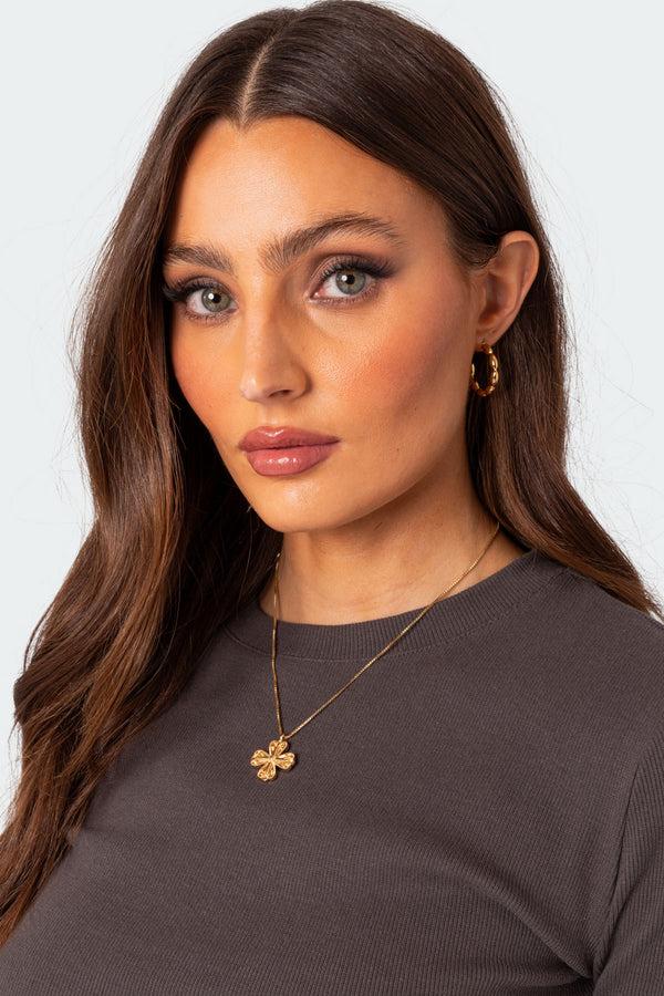 edikted Vintage Clover Necklace gold