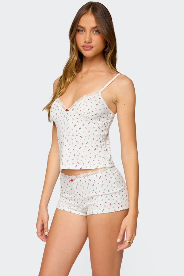 Edikted Viola Floral Lacey Tank Top White