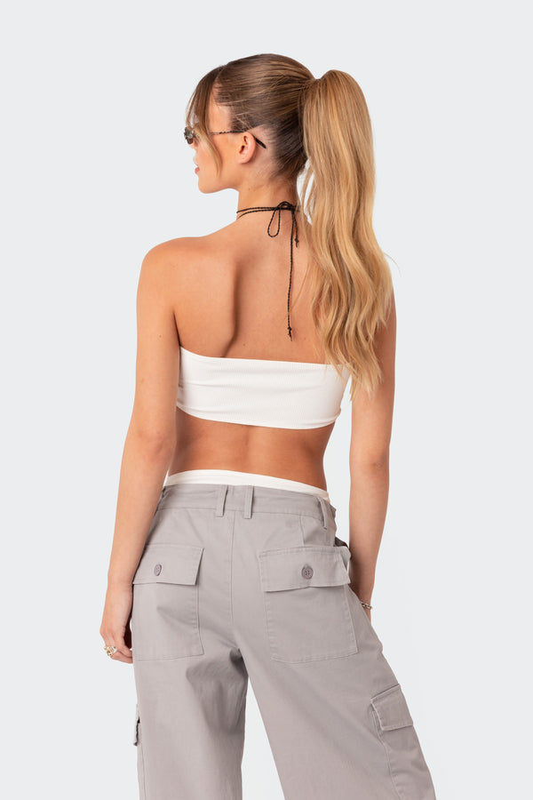 Edikted Vivie Ribbed Cut-Out Bodysuit White