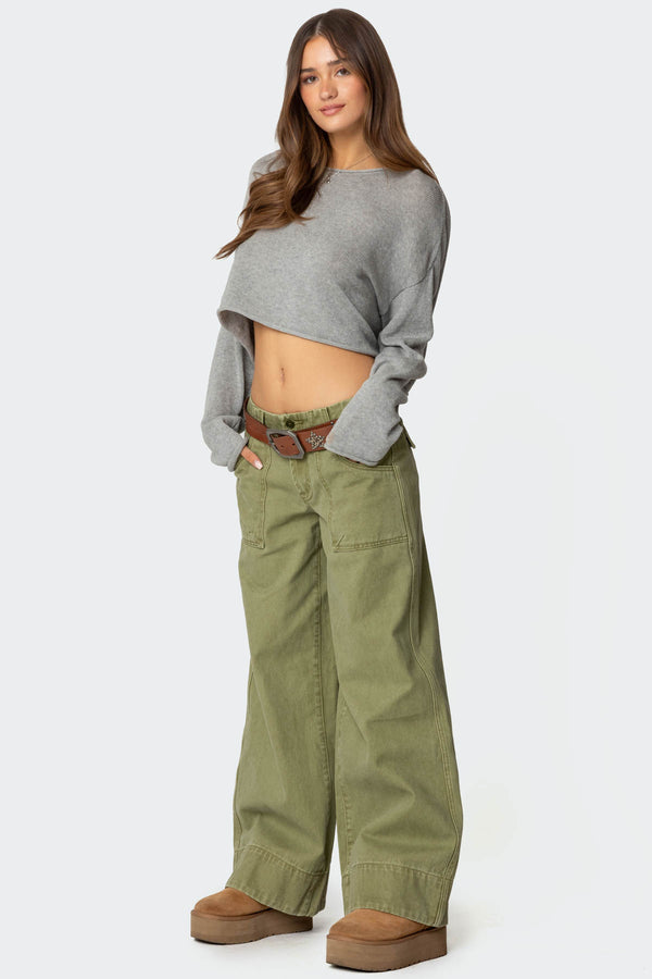 Edikted Vivienne Twill Baggy Pants Olive