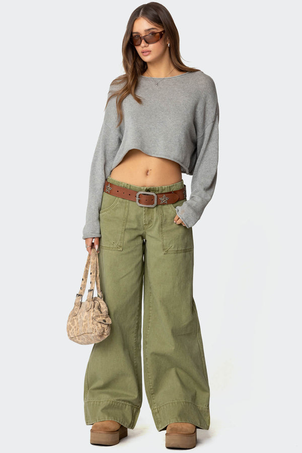edikted Vivienne Twill Baggy Pants olive