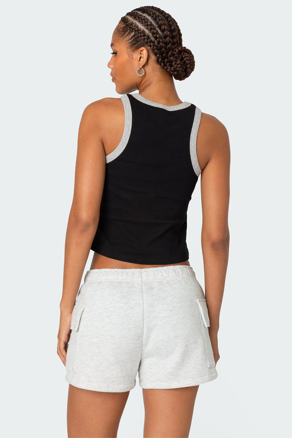 Edikted Wes Contrast Ribbed Tank Top Black