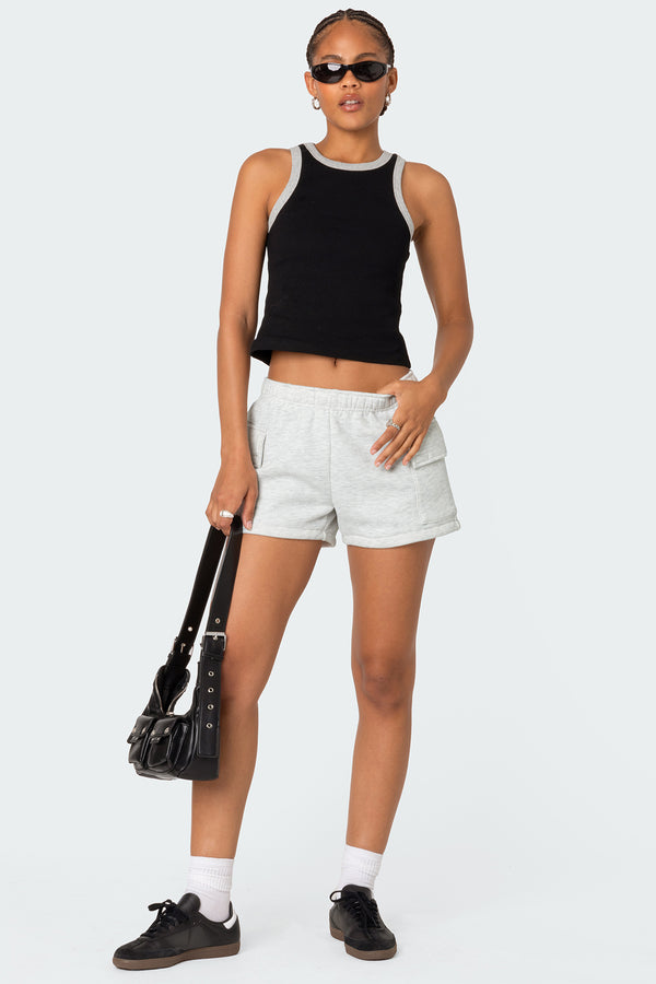 Edikted Wes Contrast Ribbed Tank Top Black