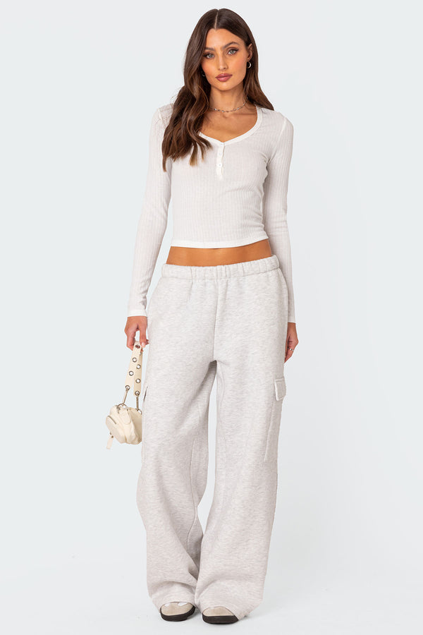 edikted Wide Leg Cargo Sweatpants light gray
