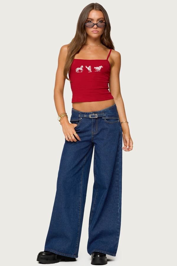 Edikted Wild Horses Graphic Tank Top Red