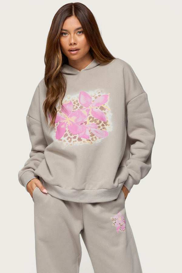 edikted Wild Petal Hoodie beige