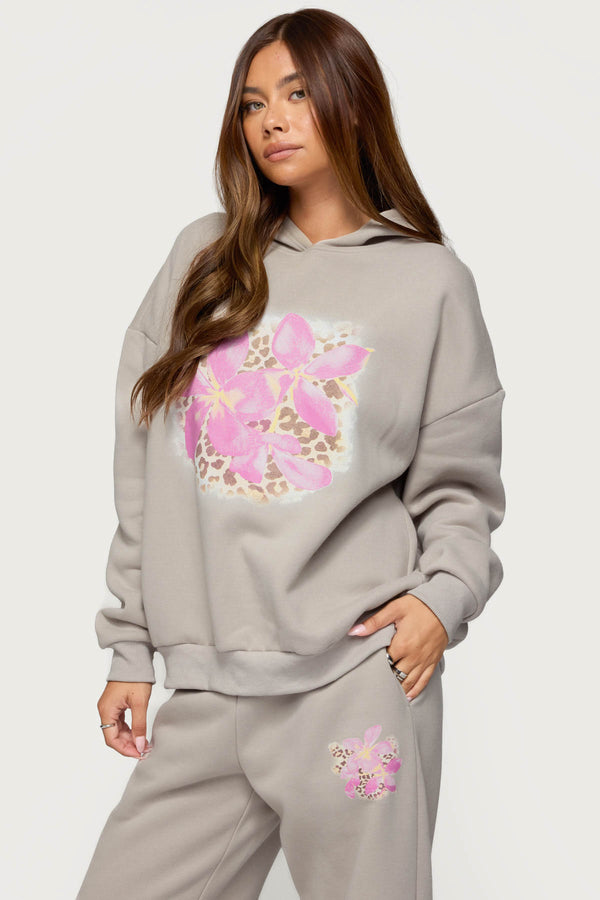 Edikted Wild Petal Hoodie Beige