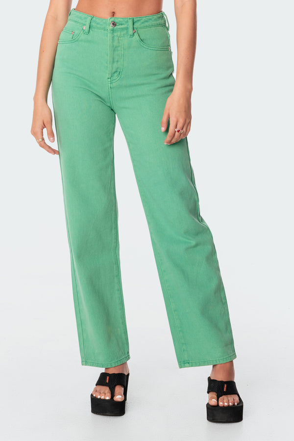 Edikted Willa Wide Jeans Green