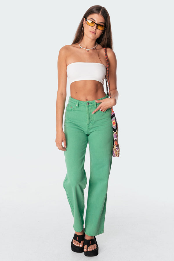 edikted Willa Wide Jeans green