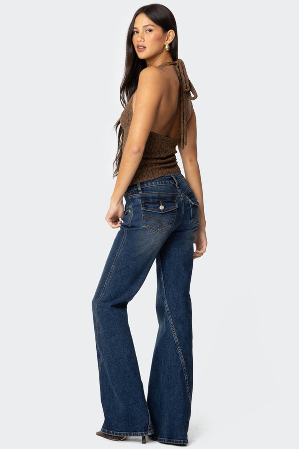 Edikted Willow Textured Halter Top Brown