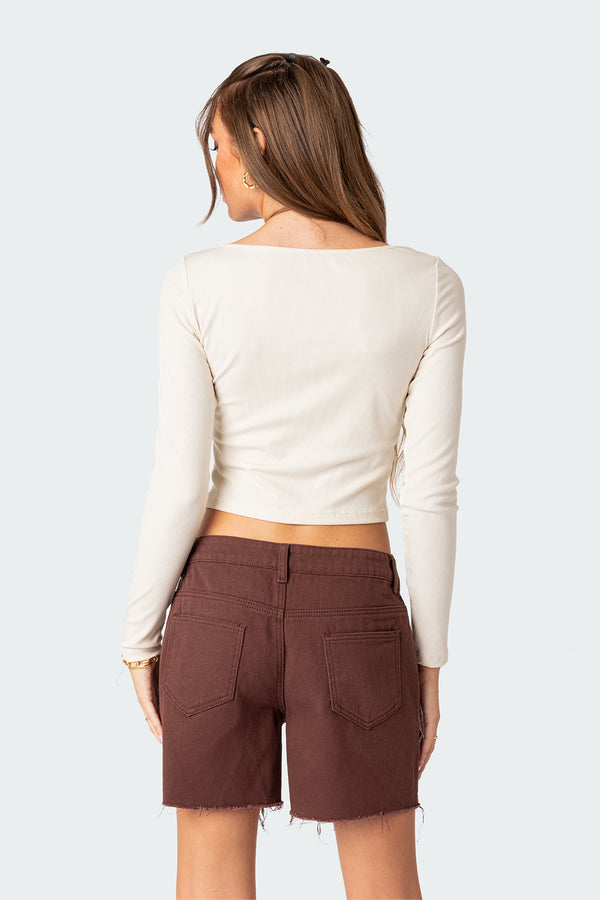 Edikted Workwear Ribbed Top Cream