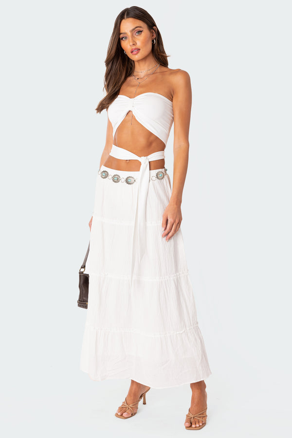 edikted Wyatt Wrap Tie Bandeau Top white