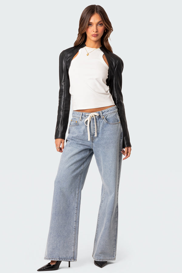 edikted Wynn Low Rise Oversized Jeans light blue