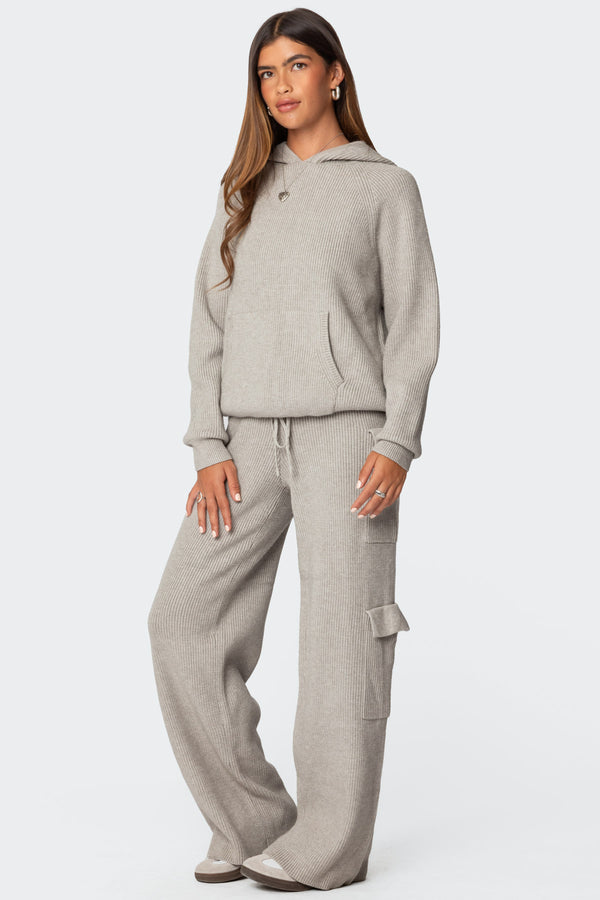 Edikted Wynter Knit Cargo Pants Gray Melange