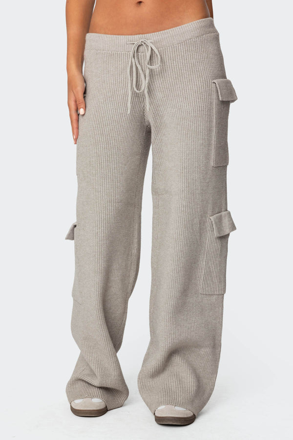 Edikted Wynter Knit Cargo Pants Gray Melange