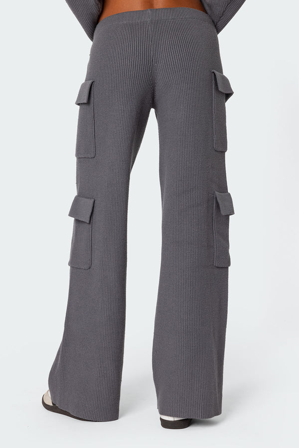 Edikted Wynter Knit Cargo Pants Gray