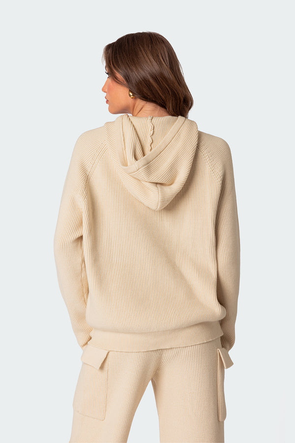 Edikted Wynter Oversized Knit Hoodie Cream