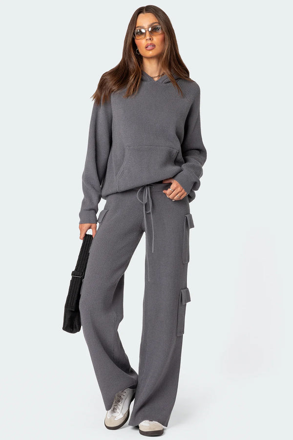 Edikted Wynter Oversized Knit Hoodie Gray