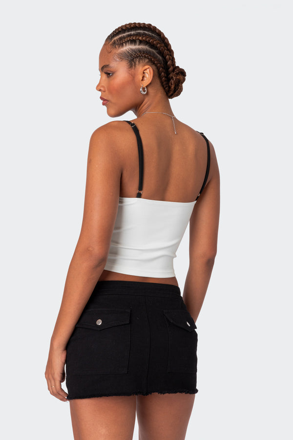 Edikted Yang Contrast Strap Tank Top White