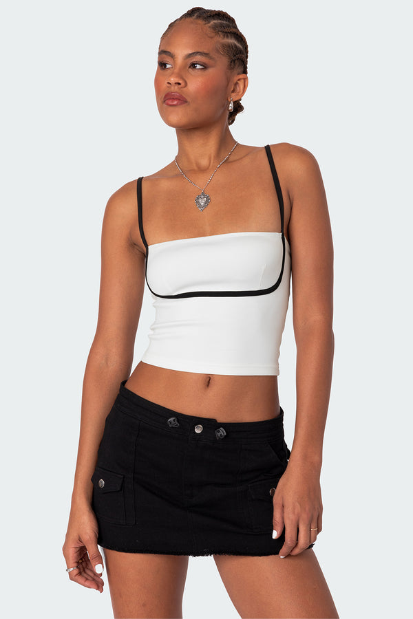 edikted Yang Contrast Strap Tank Top white